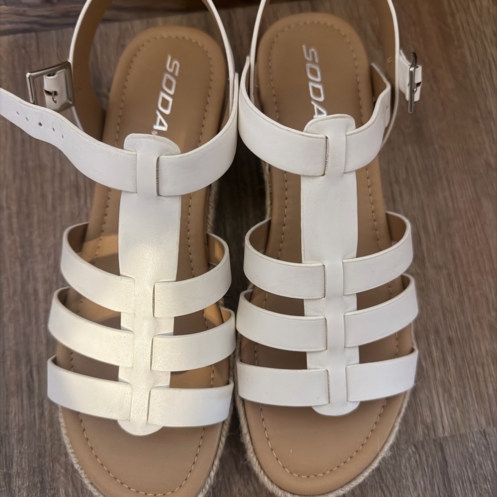 Soda White Strappy Espadrilles